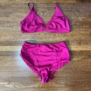 Rosa‎ Cha Magenta High Waist Bikini Set Size Large